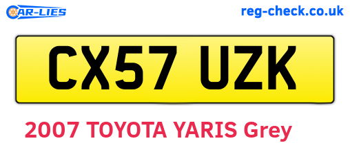 CX57UZK are the vehicle registration plates.