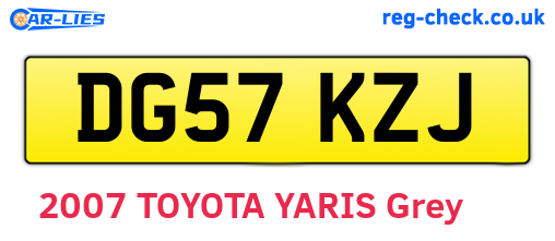 DG57KZJ are the vehicle registration plates.