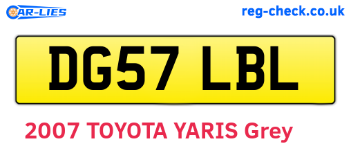 DG57LBL are the vehicle registration plates.