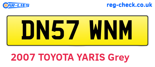 DN57WNM are the vehicle registration plates.
