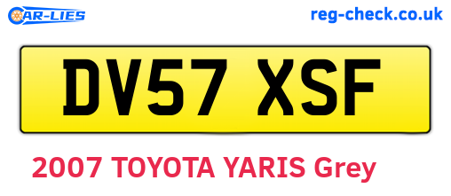 DV57XSF are the vehicle registration plates.