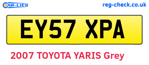 EY57XPA are the vehicle registration plates.