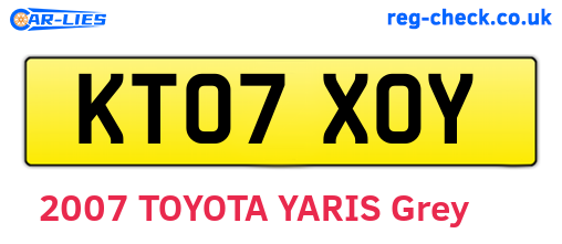 KT07XOY are the vehicle registration plates.
