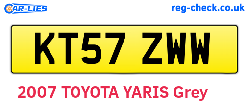 KT57ZWW are the vehicle registration plates.