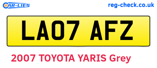 LA07AFZ are the vehicle registration plates.