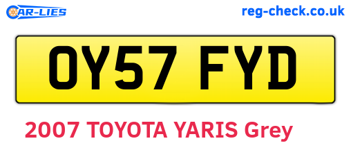 OY57FYD are the vehicle registration plates.
