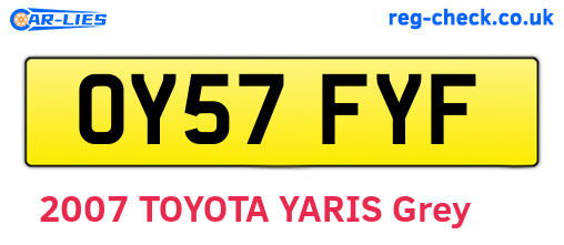 OY57FYF are the vehicle registration plates.