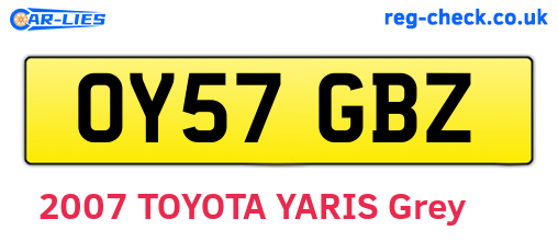 OY57GBZ are the vehicle registration plates.
