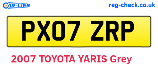 PX07ZRP are the vehicle registration plates.