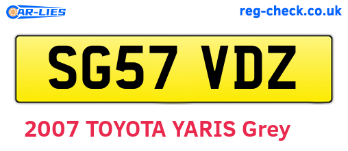 SG57VDZ are the vehicle registration plates.
