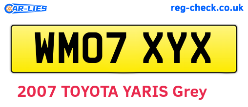 WM07XYX are the vehicle registration plates.