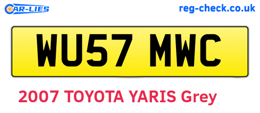 WU57MWC are the vehicle registration plates.
