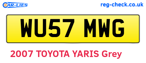 WU57MWG are the vehicle registration plates.
