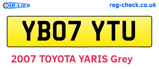 YB07YTU are the vehicle registration plates.