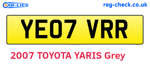 YE07VRR are the vehicle registration plates.