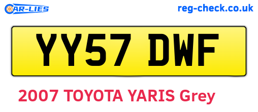 YY57DWF are the vehicle registration plates.