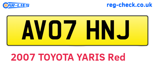 AV07HNJ are the vehicle registration plates.