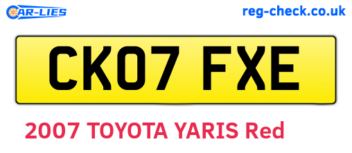 CK07FXE are the vehicle registration plates.