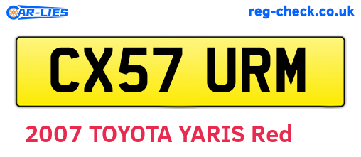 CX57URM are the vehicle registration plates.