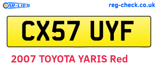 CX57UYF are the vehicle registration plates.