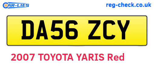 DA56ZCY are the vehicle registration plates.