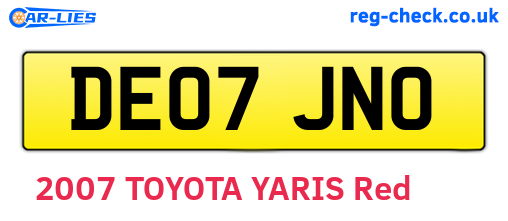 DE07JNO are the vehicle registration plates.
