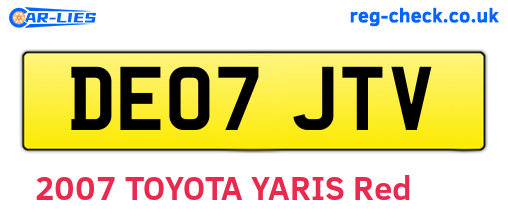 DE07JTV are the vehicle registration plates.