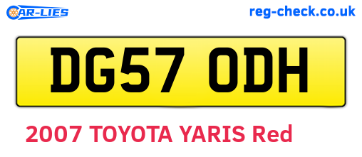 DG57ODH are the vehicle registration plates.