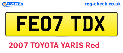 FE07TDX are the vehicle registration plates.