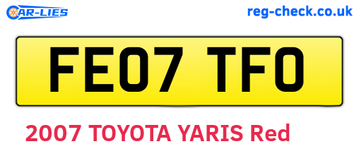 FE07TFO are the vehicle registration plates.
