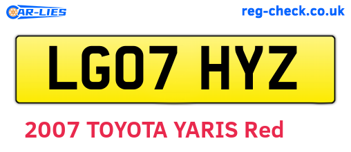 LG07HYZ are the vehicle registration plates.
