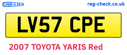 LV57CPE are the vehicle registration plates.