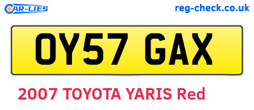 OY57GAX are the vehicle registration plates.