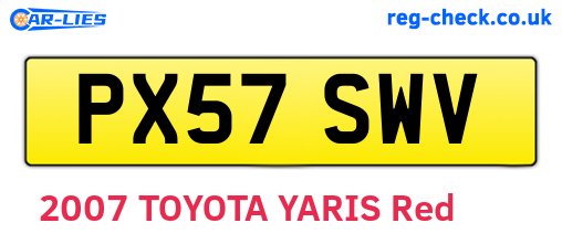 PX57SWV are the vehicle registration plates.