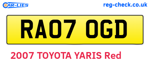 RA07OGD are the vehicle registration plates.