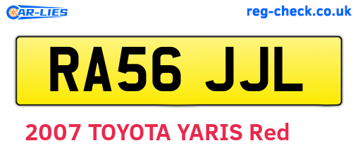 RA56JJL are the vehicle registration plates.