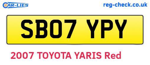 SB07YPY are the vehicle registration plates.