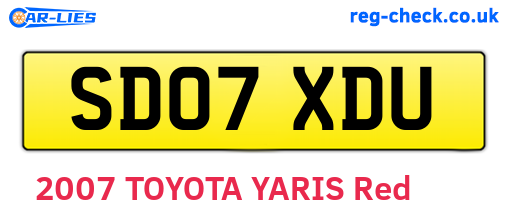 SD07XDU are the vehicle registration plates.