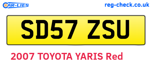 SD57ZSU are the vehicle registration plates.