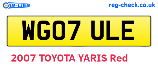 WG07ULE are the vehicle registration plates.