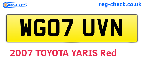 WG07UVN are the vehicle registration plates.