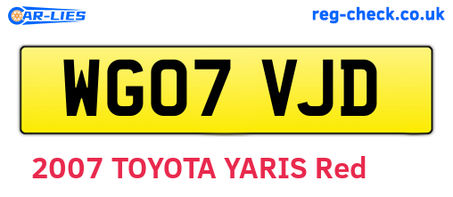 WG07VJD are the vehicle registration plates.