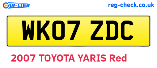 WK07ZDC are the vehicle registration plates.