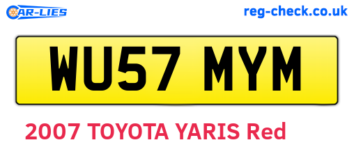 WU57MYM are the vehicle registration plates.