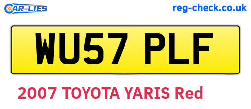 WU57PLF are the vehicle registration plates.