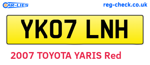 YK07LNH are the vehicle registration plates.