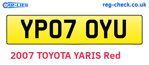 YP07OYU are the vehicle registration plates.