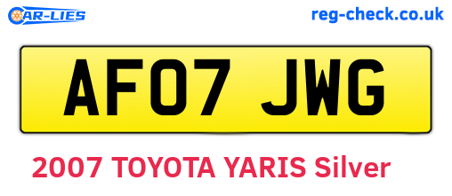 AF07JWG are the vehicle registration plates.