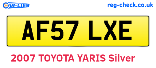 AF57LXE are the vehicle registration plates.