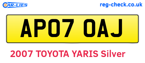 AP07OAJ are the vehicle registration plates.